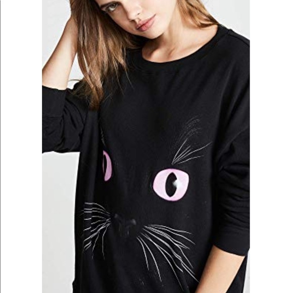 Wildfox black cat pink yes sweatshirt Sz Small NWT - Picture 5 of 8